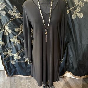 Elegant MSK Black Long Sleeve Dress WITH BLING ON THE CUFFS.
